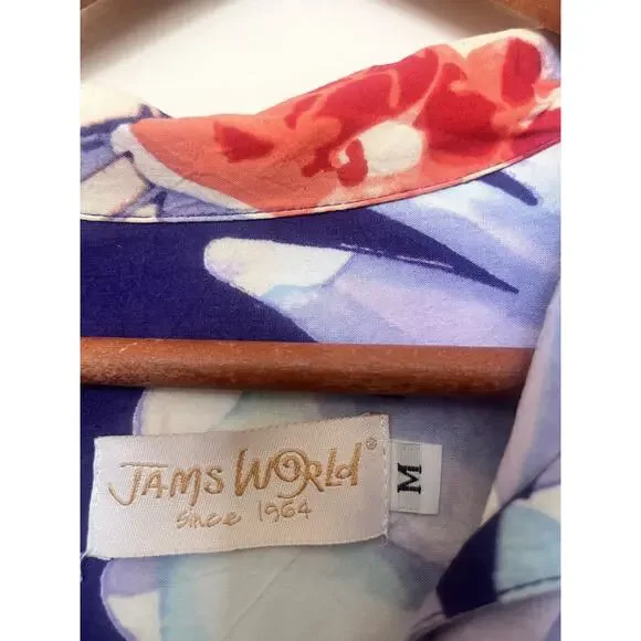 Jams World Lazy Daisy Hawaiian Rayon Floral Shirt Women's Sz Medium USA - Picture 7 of 9